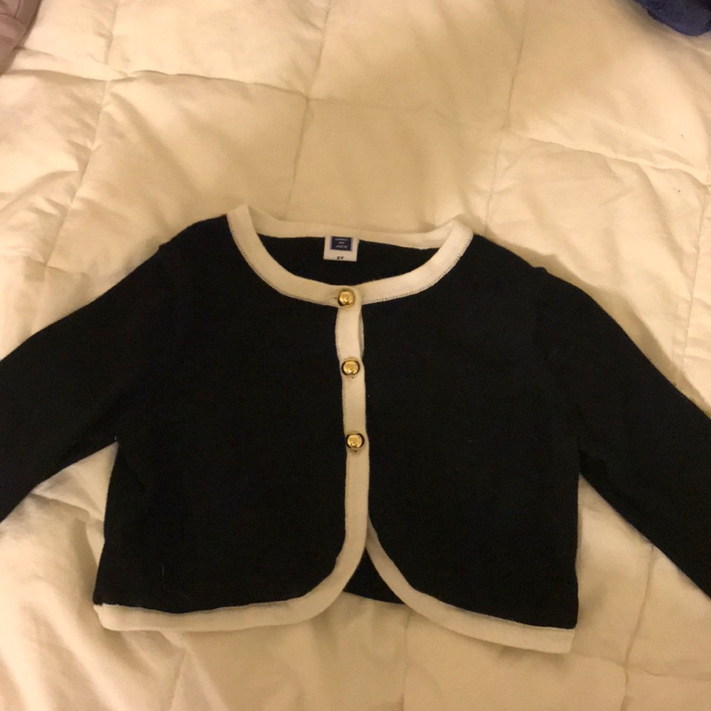 Janie and Jack Black cardigan with white trim